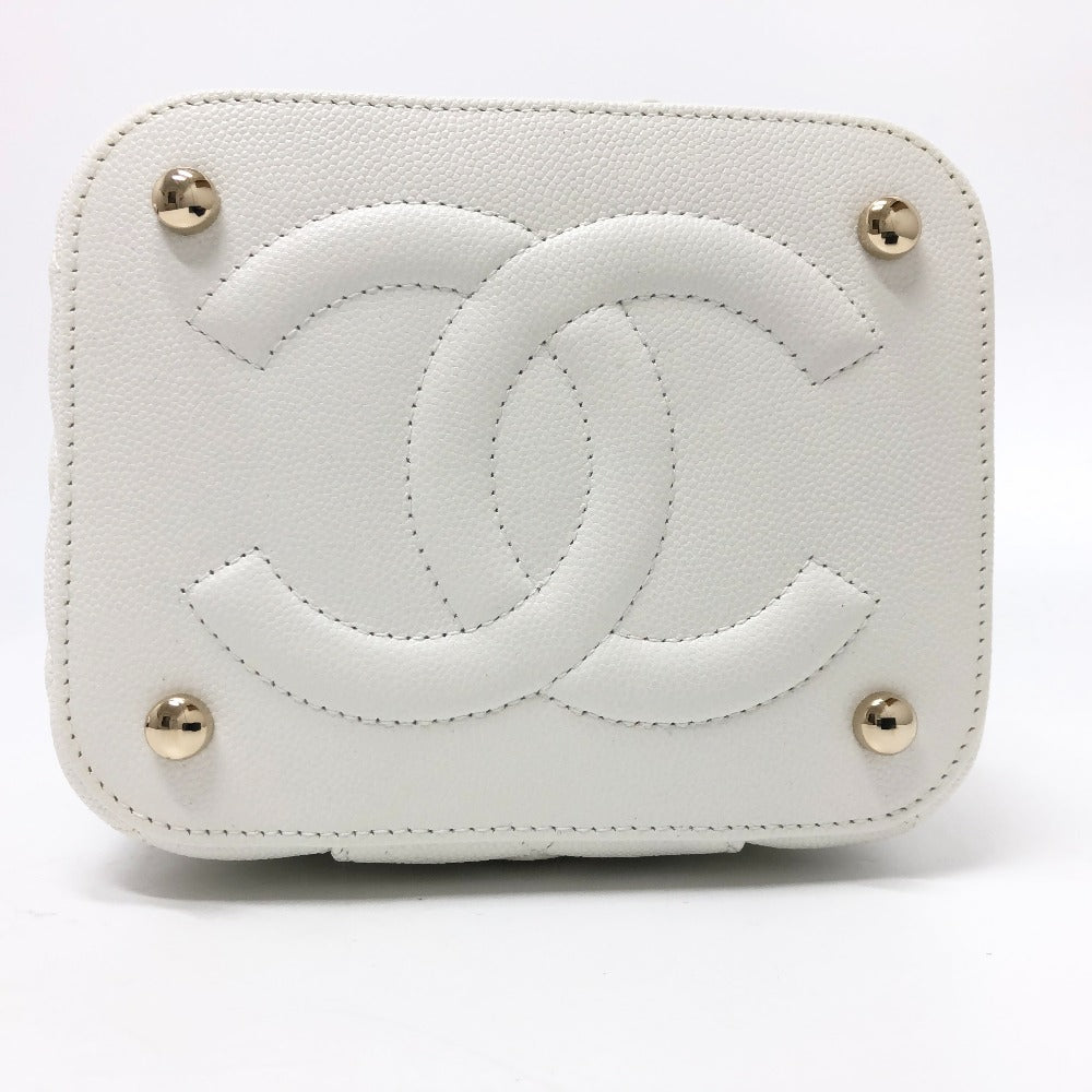 CHANEL Shoulder Bag AS3171 Caviar skin white COCO Mark CC Vanity bag