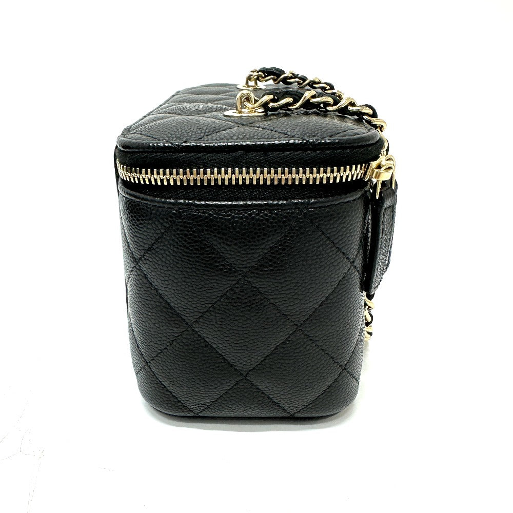 CHANEL Shoulder Bag AP1341 Caviar skin black COCO Mark Matrasse Vanity