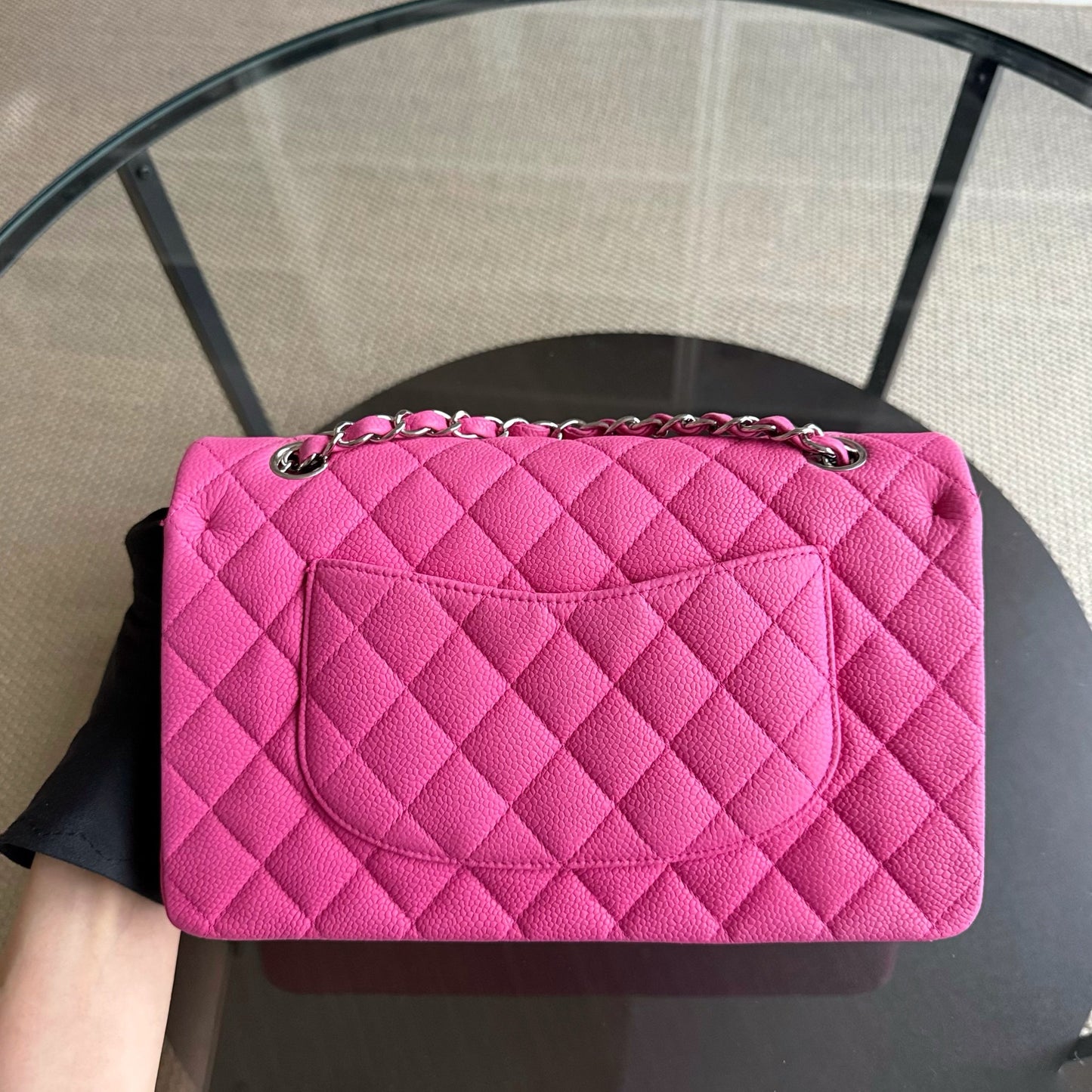 Chanel Classic Flap Medium - Caviar Iridescent 25CM Quilted Pink Silver Hardware Series 18