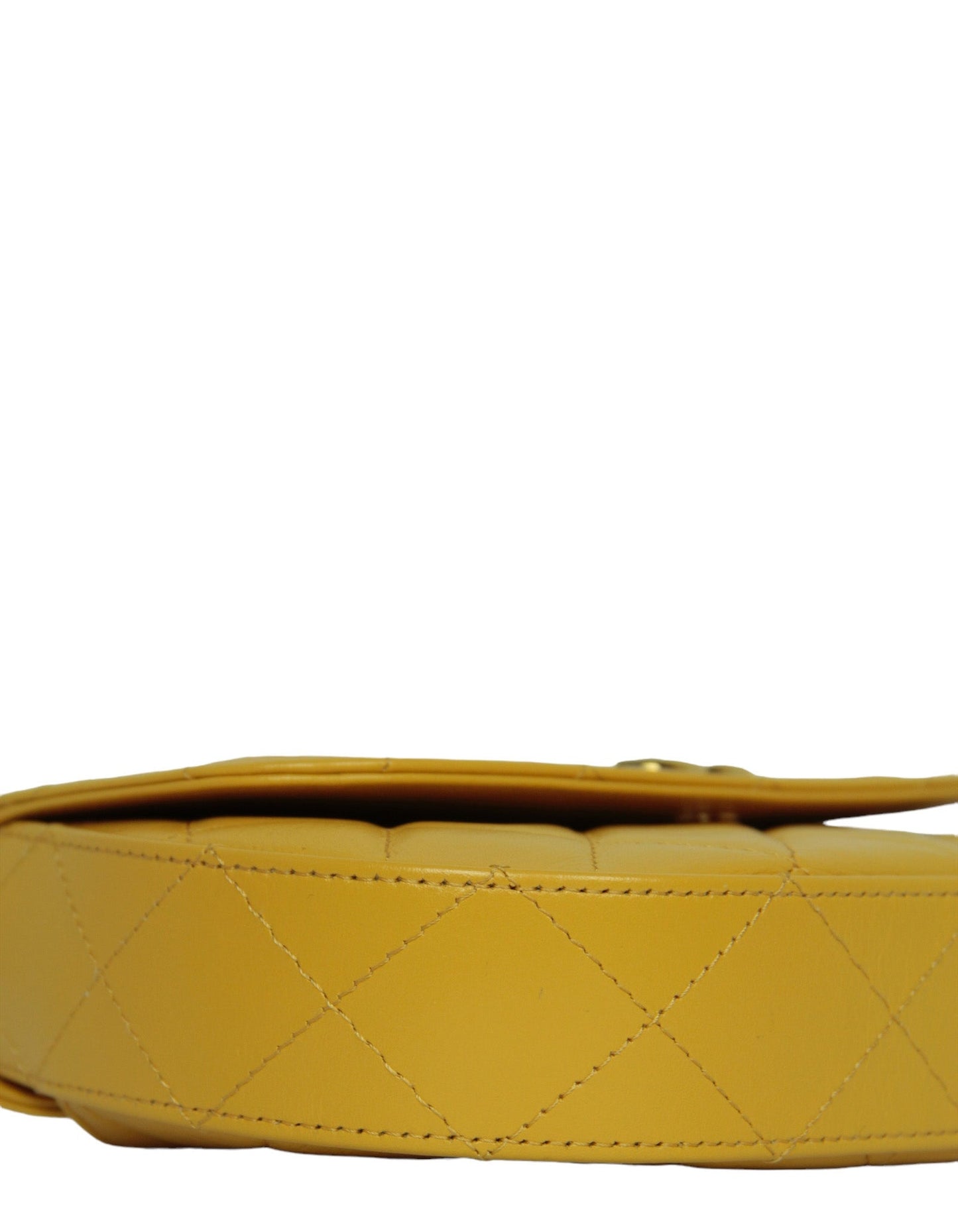 Chanel Mustard Yellow Lambskin Quilted Handle Crossbody Bag