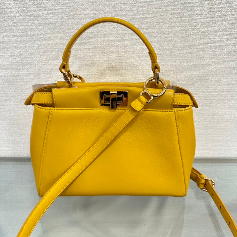 Fendi Peekaboo Mini 2way Leather Bag Yellow