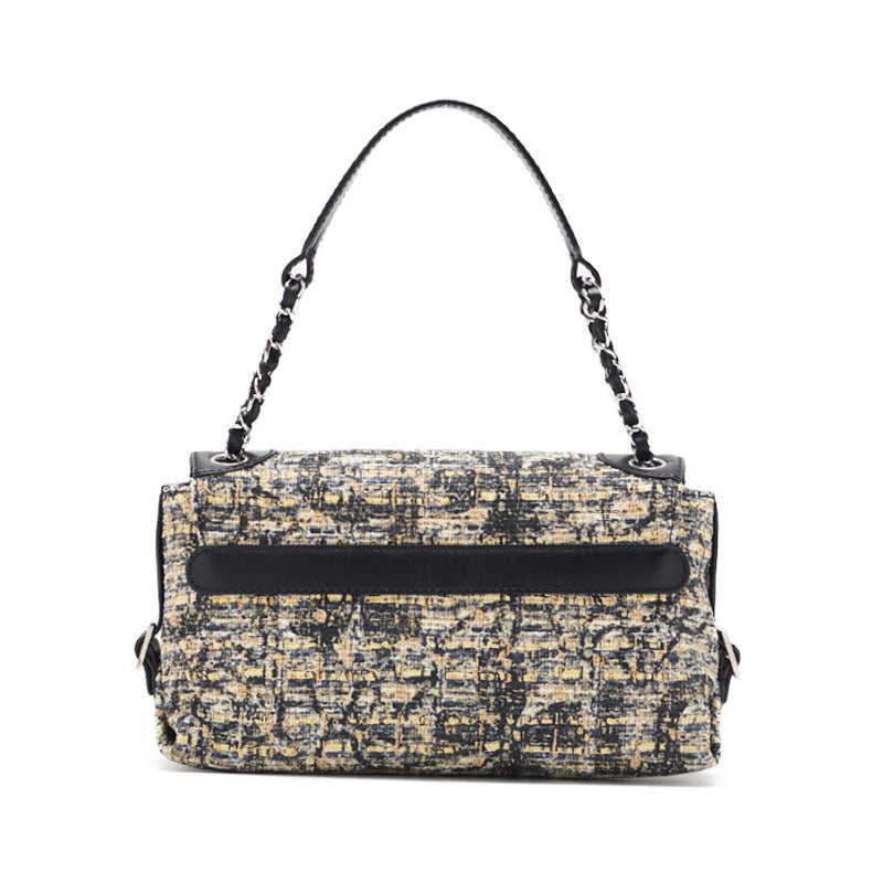 Chanel Camelia Turnrock Chain Shooter Tweed Black Multicolor Silver G Shooter Bag Shooter Bag Lady Hybrid ShipSS escence Online