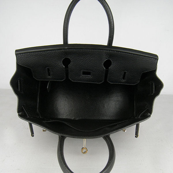 Luxury Hermes Birkin 25cm Handbag 6068 black golden