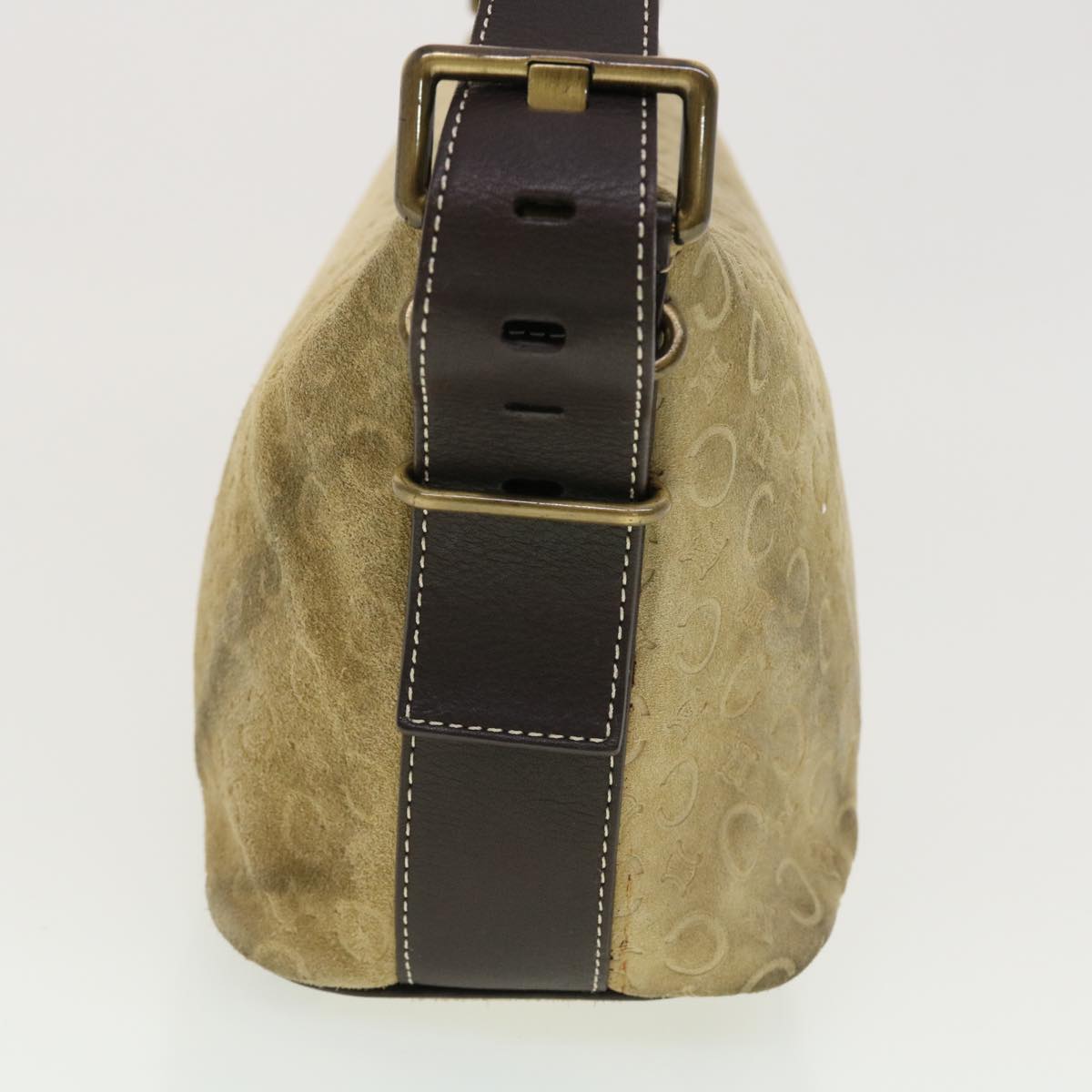 Luxury CELINE C Macadam Canvas Shoulder Bag Beige 40751