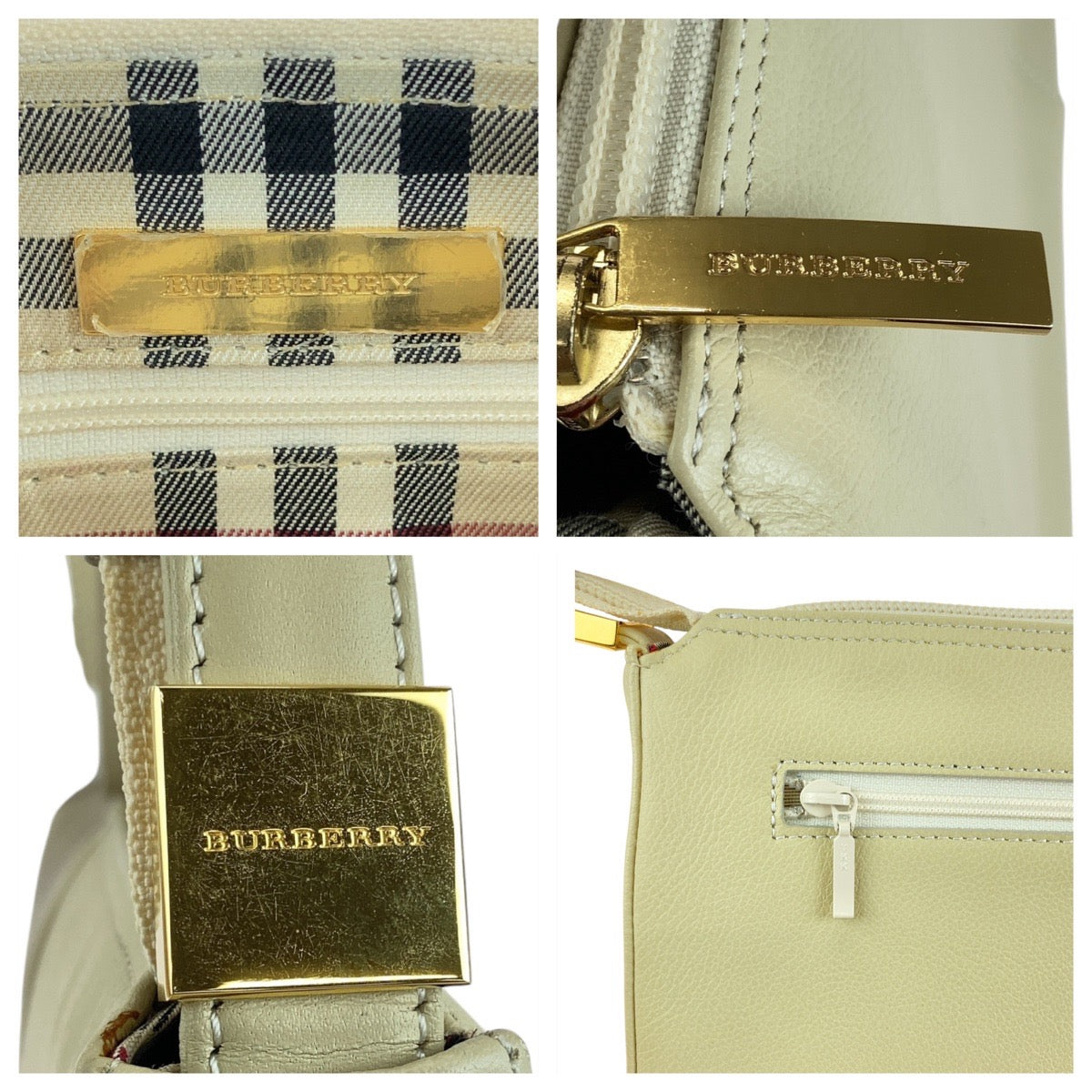 Burberry Leather Medium Check 2way Bag