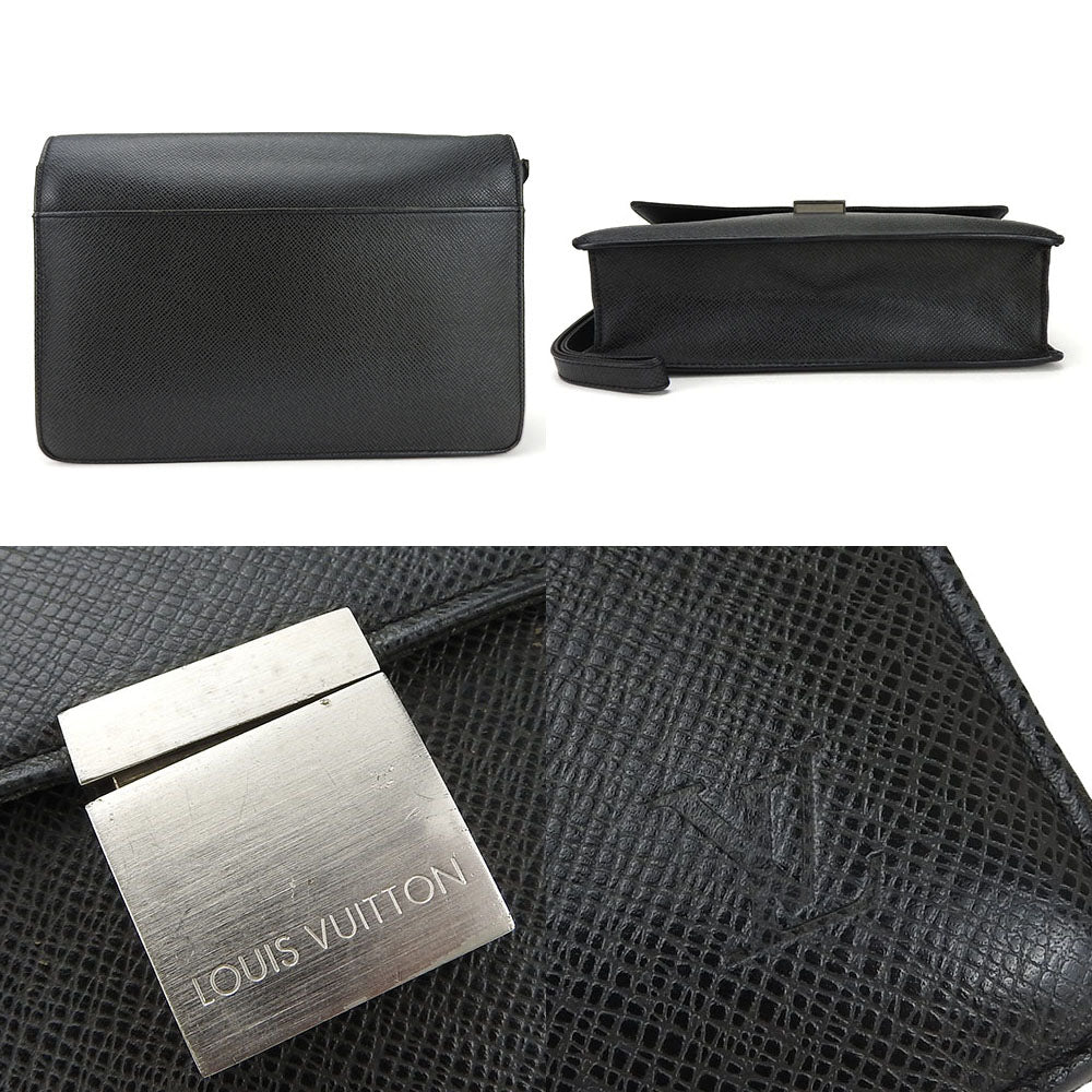 LOUIS VUITTON business bag Taiga black Selenga