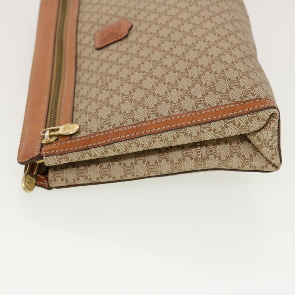 Luxury CELINE Macadam Canvas Clutch Bag PVC Leather Beige 41223