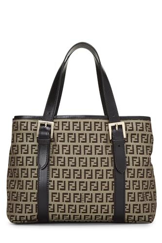 Fendi, Brown Zucchino Canvas Handbag, Brown
