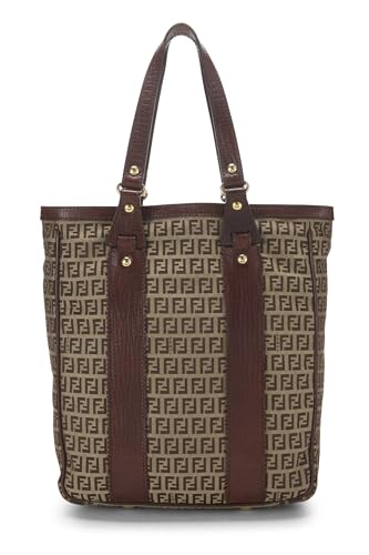Fendi, Brown Zucchino Canvas Tote Small, Brown
