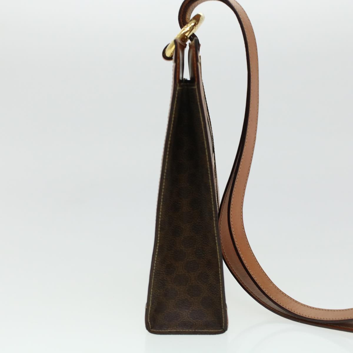 Luxury CELINE Macadam Canvas Shoulder Bag PVC Leather Brown 43112