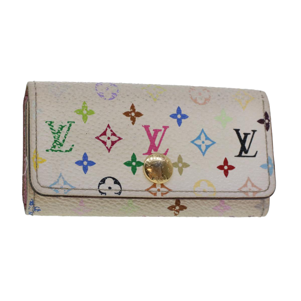 LOUIS VUITTON Monogram Multicolor Multicles 4 Keys Case White Auth Handbag