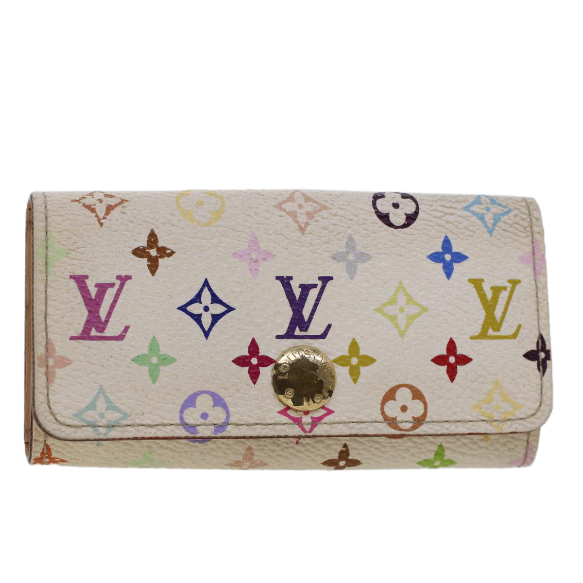 LOUIS VUITTON Monogram Multicolor Multicles 4 Keys Case White Auth Handbag
