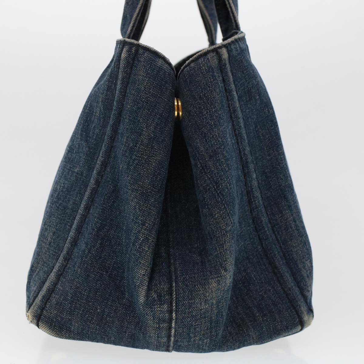 PRADA Canapa Hand Bag Canvas Blue Auth