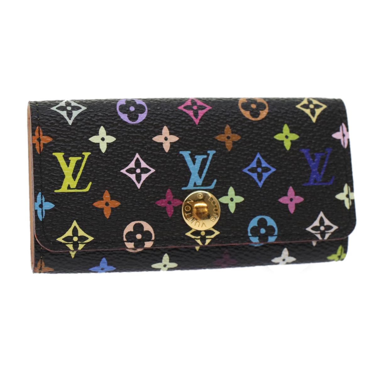 LOUIS VUITTON Monogram Multicolor Multicles 4 Key Case Black Auth Handbag
