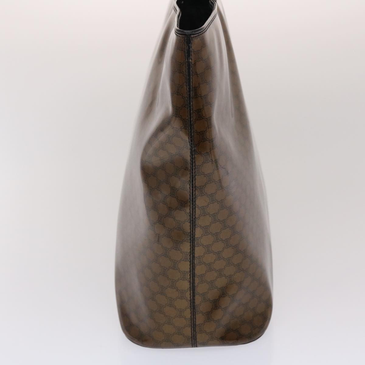 Luxury CELINE Macadam Canvas Hand Bag Enamel Brown Black 48889