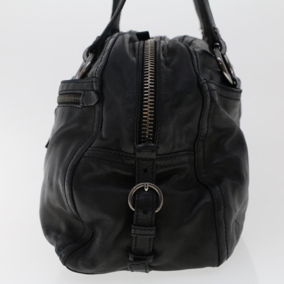 PRADA Shoulder Bag Leather Black Auth