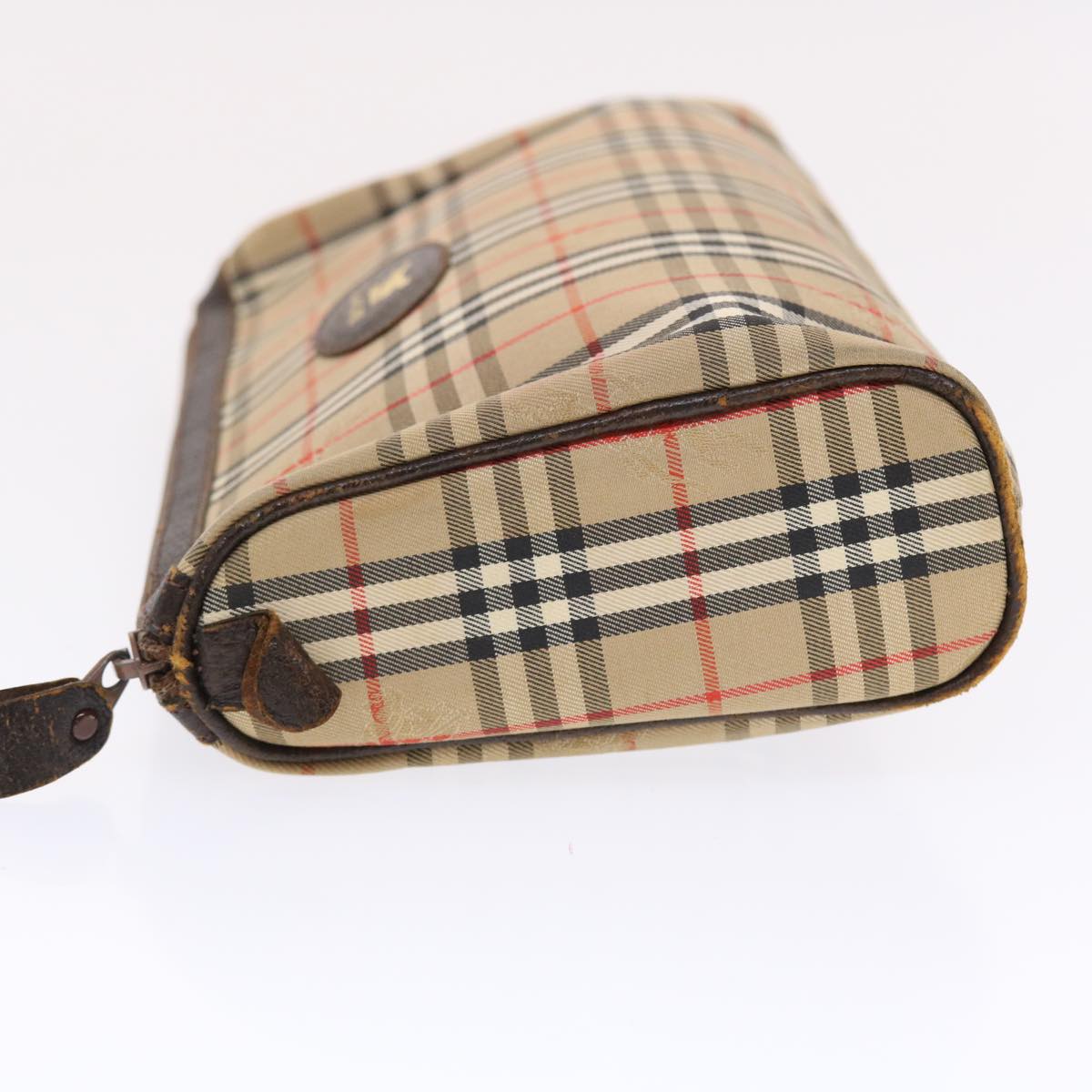 Burberry Nova Check Clutch Bag Canvas Leather Beige Brown Auth 49771