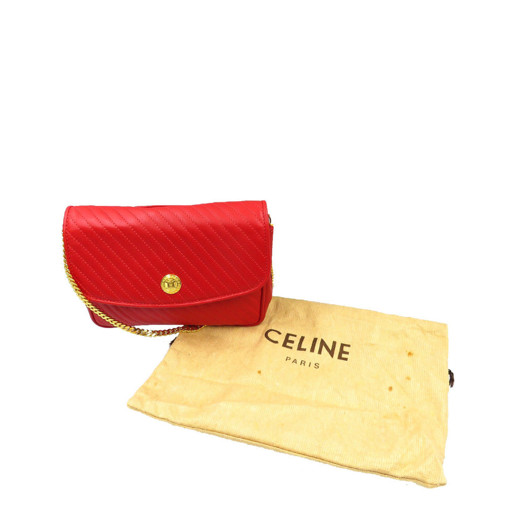 CELINE Shoulder Bag leather Red Women