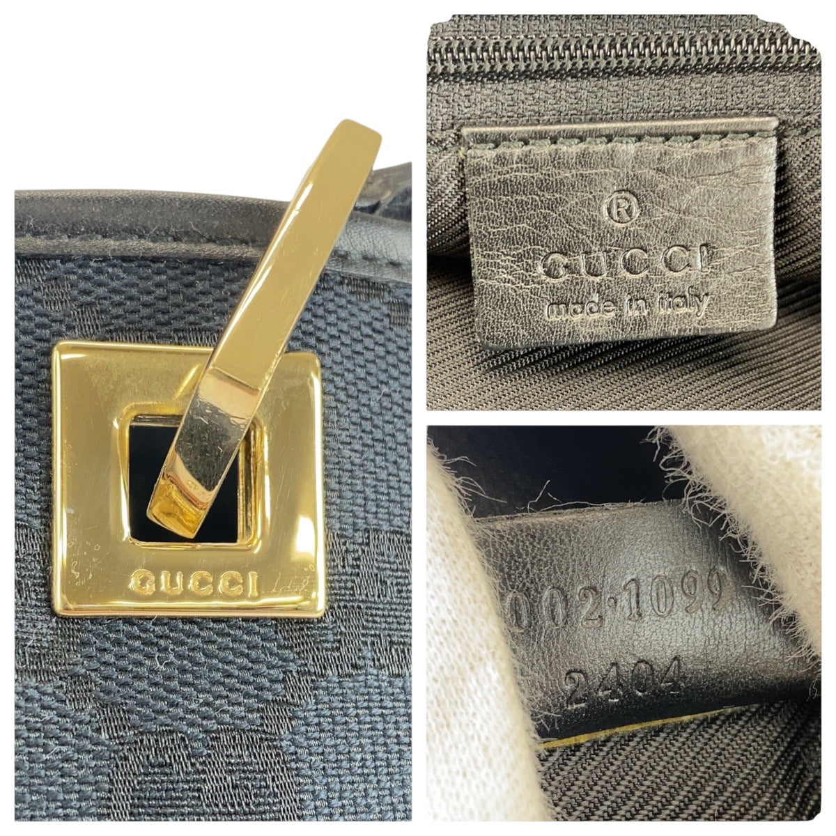 GUCCI Tote Bag 002 1099 GG canvas Black GoldMetal