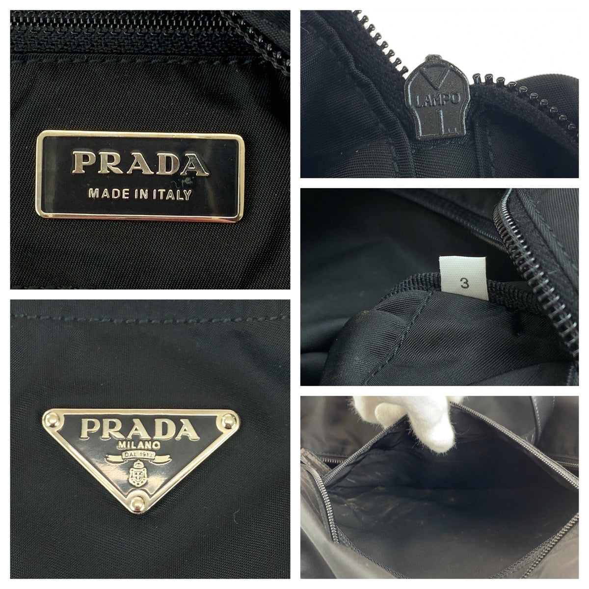 PRADA Tote Bag Nylon black Test Triangle With logo - Style 3