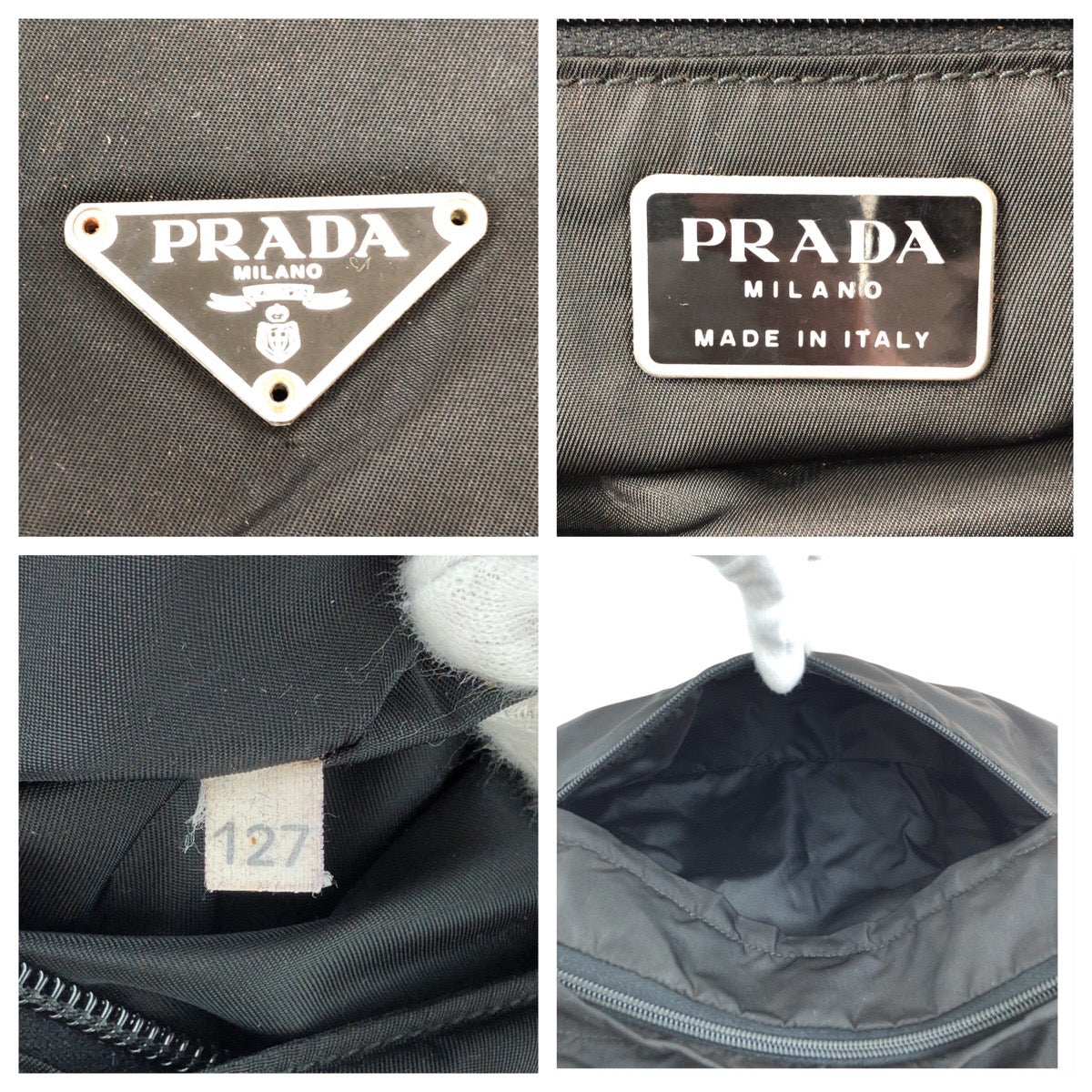 PRADA Shoulder Bag Nylon Black SilverMetal Test Triangle With logo - Style 19
