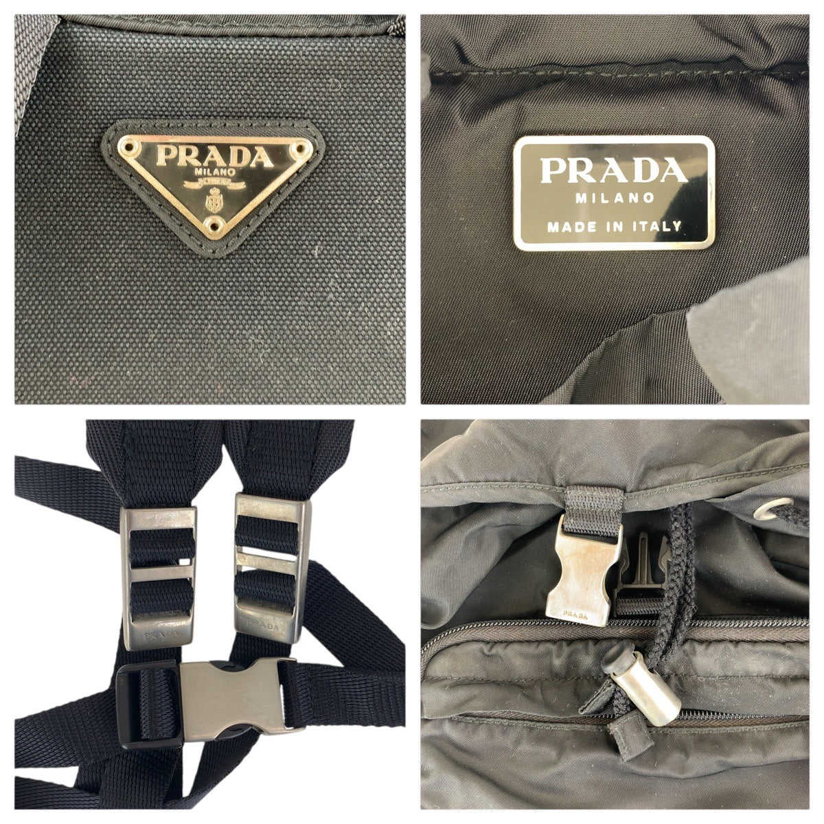 PRADA Backpack Nylon Black SilverMetal Test Triangle With logo - Style 5