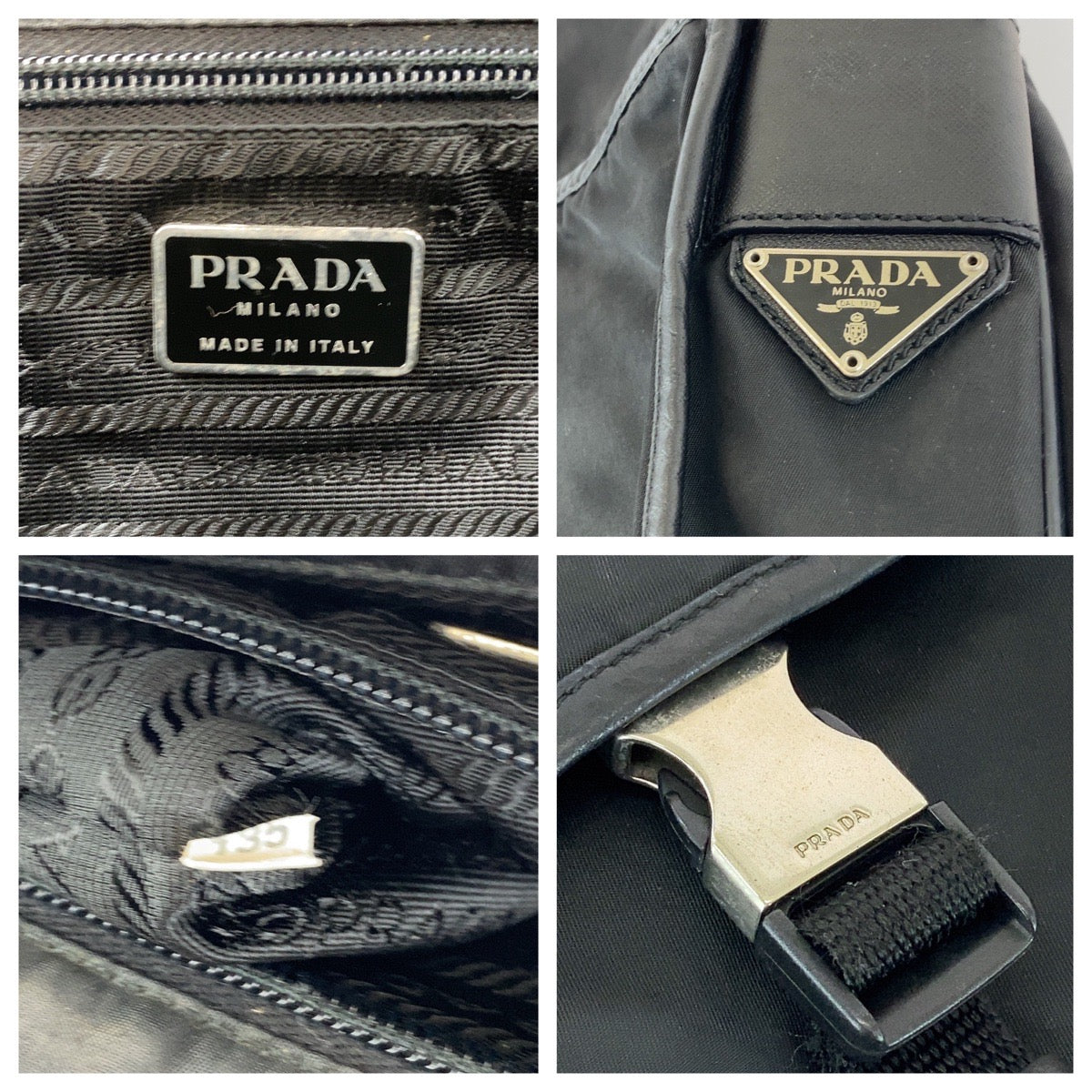PRADA Shoulder Bag V166 Nylon Black SilverMetal Shoulder Bag Messenger bag Test Triangle With logo Women(Unisex)