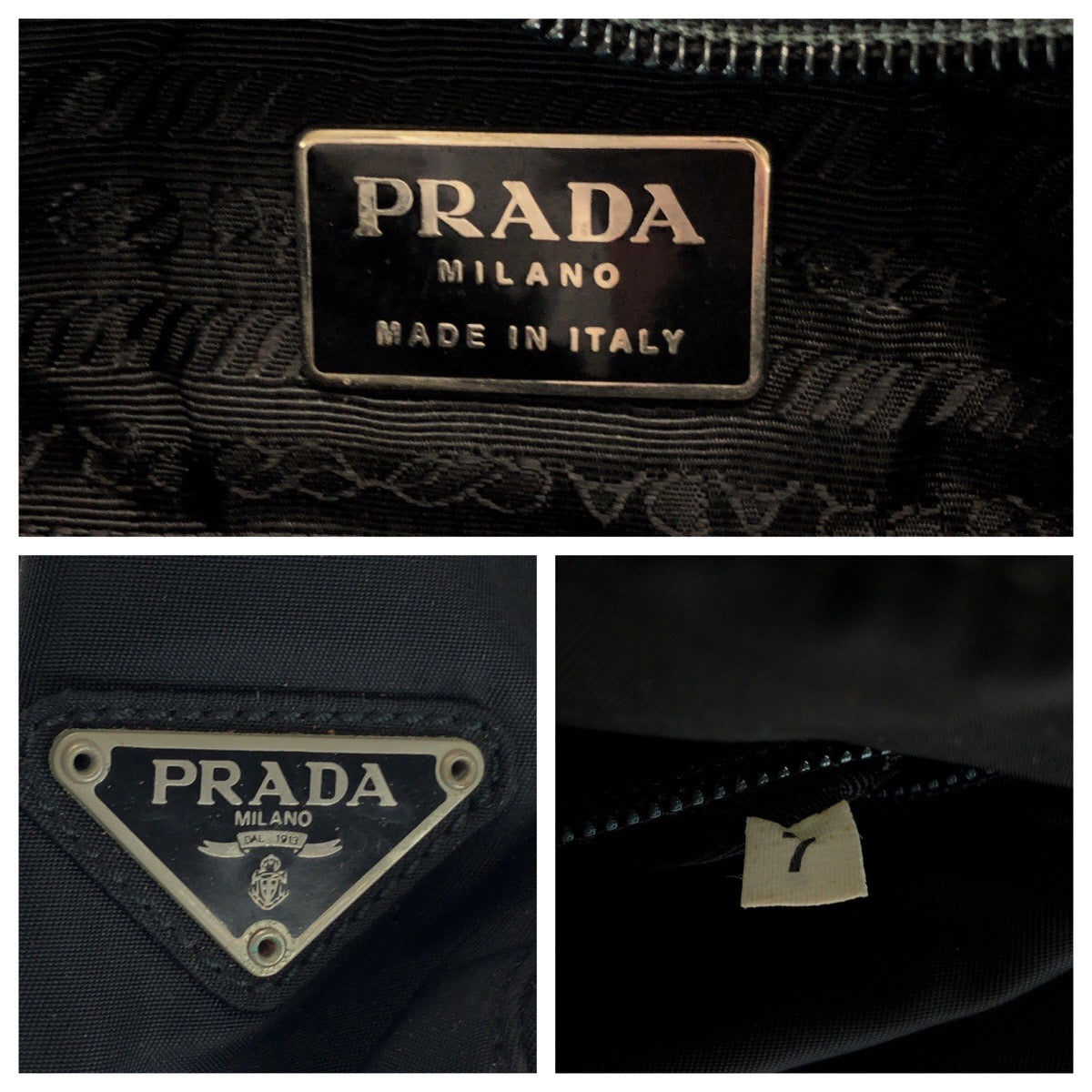 PRADA Tote Bag B7404 Nylon Black SilverMetal ChainTote Bag Shoulder Bag Test Triangle With logo Plastic Chain Women