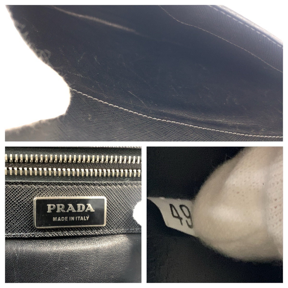 PRADA Business bag leather Black SilverMetal Business bag briefcase Safiano mens - Style 2