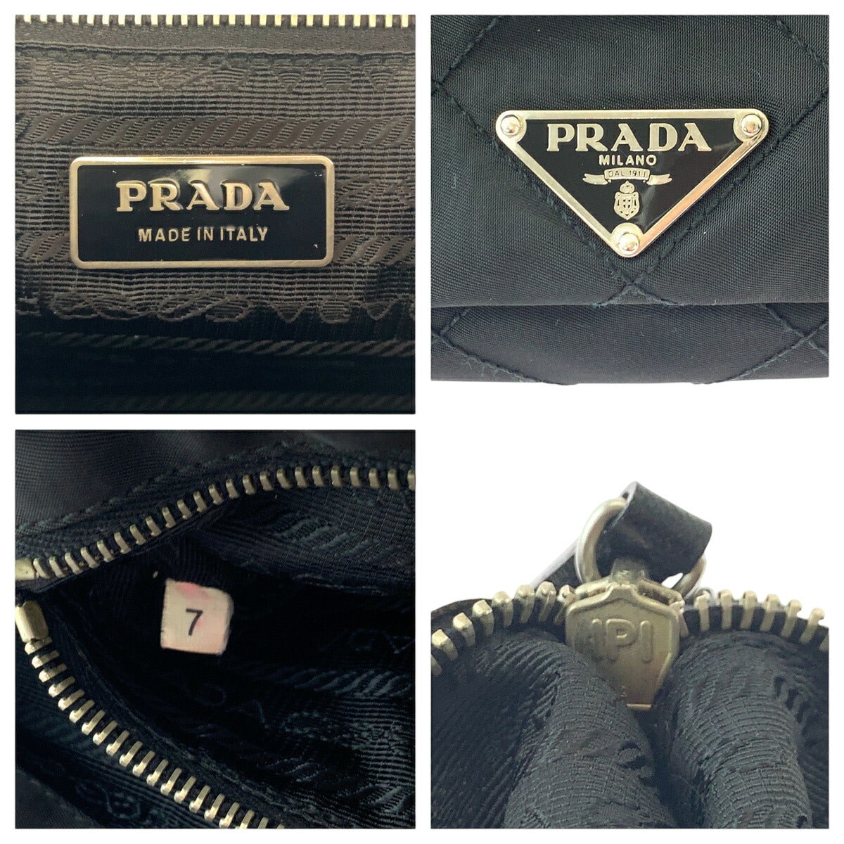 Prada Tessuto Quilted Triangle Logo Plate 2way Shoulder Bag BT0422