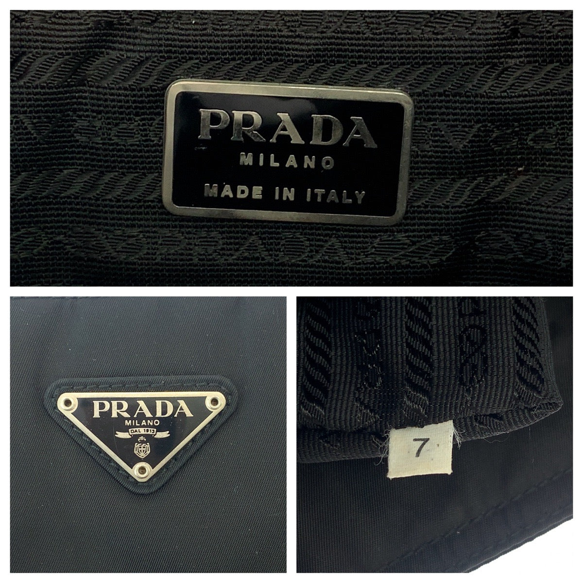 PRADA Tote Bag B8375 Nylon Black SilverMetal Tote Bag Shoulder Bag Test Triangle With logo Women