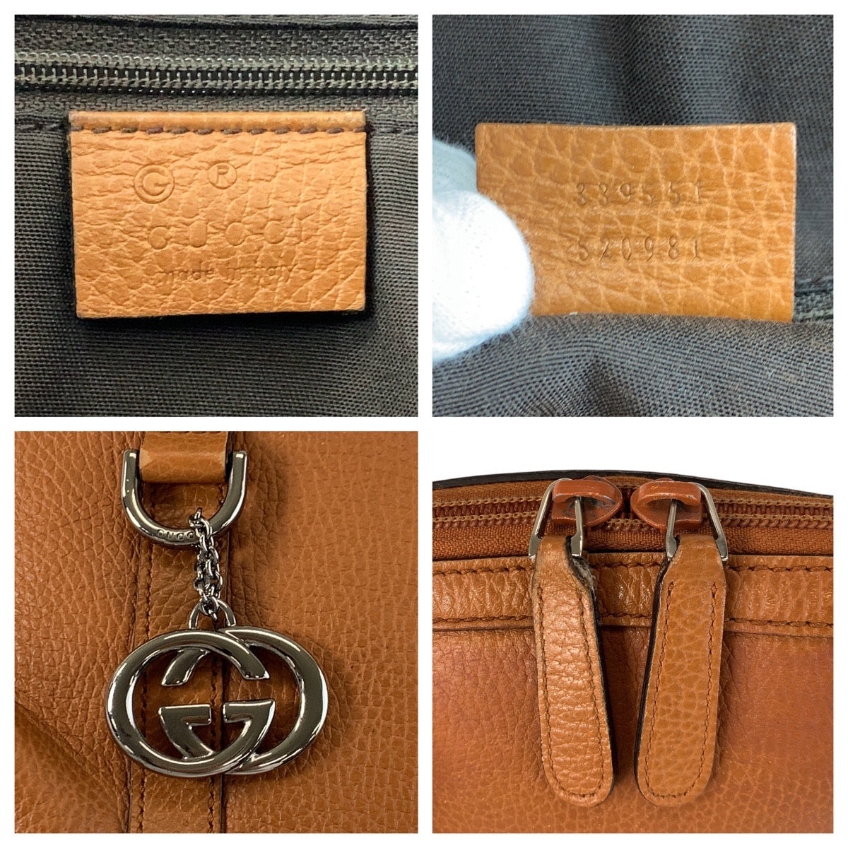 GUCCI Tote Bag 339551 leather Brown Camel SilverMetal Tote Bag Shoulder Bag 2way GG Marmont Women