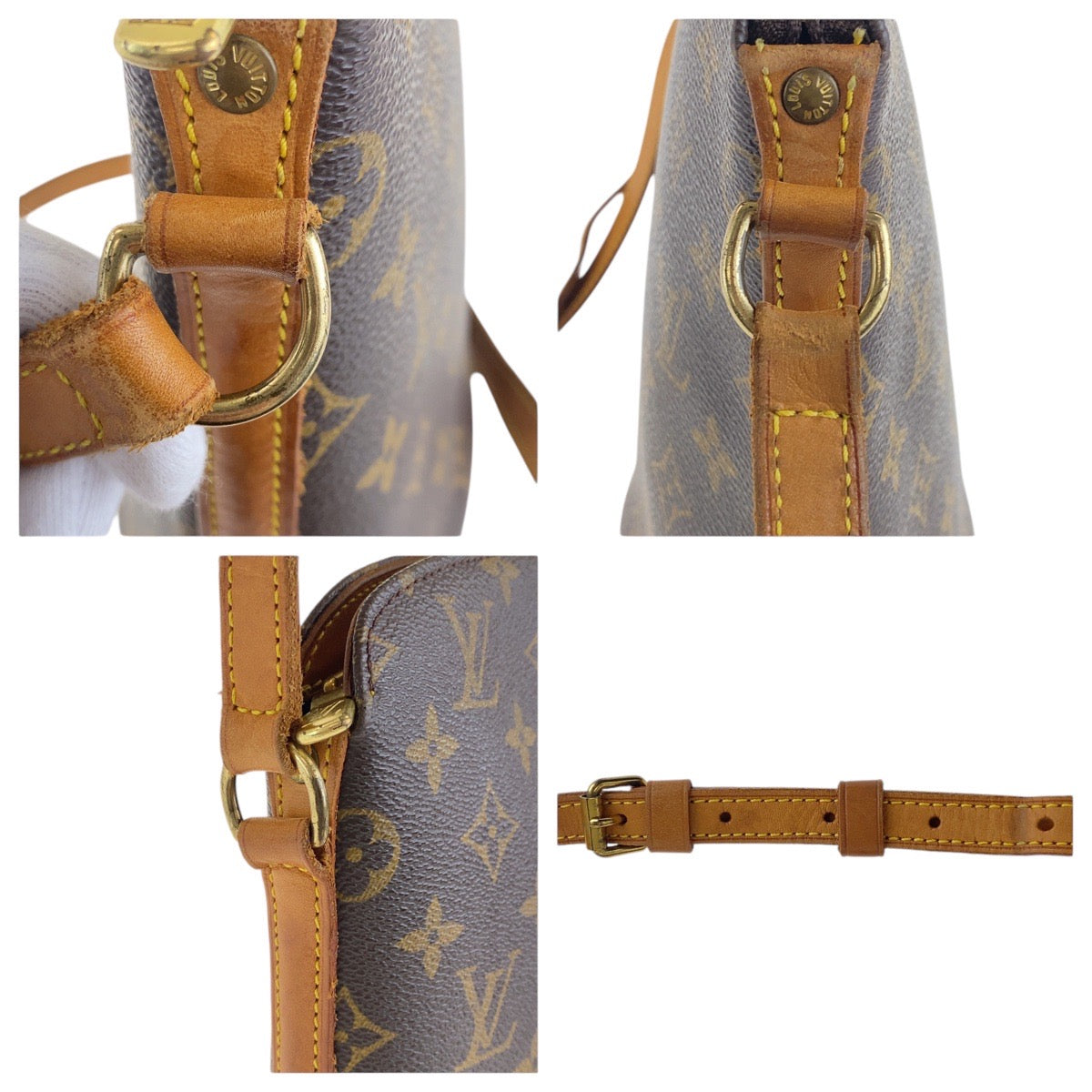 LOUIS VUITTON Shoulder Bag PVC Brown Gold Metal Crossbody Shoulder Bag Monogram Drouot Women
