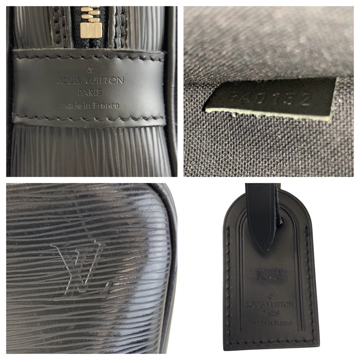 LOUIS VUITTON Business bag leather Noir Black SilverMetal Business bag briefcase Epi Porte Documan Voyagej mens