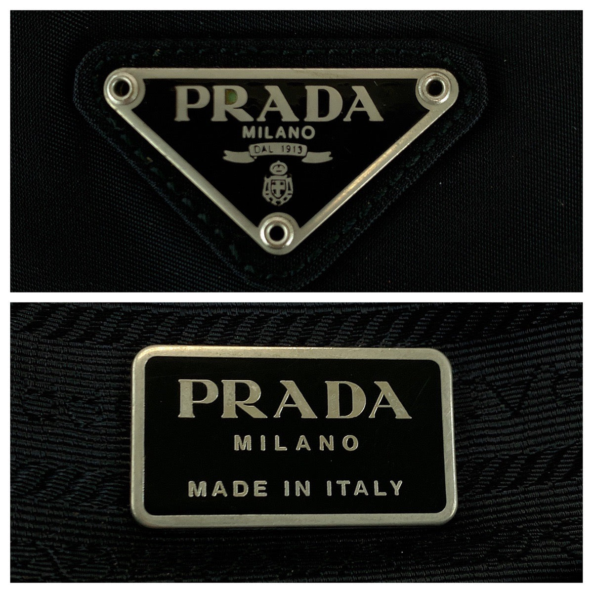PRADA Tote Bag Nylon Black SilverMetal Tote Bag Shoulder Bag Test Triangle With logo Women - Style 11