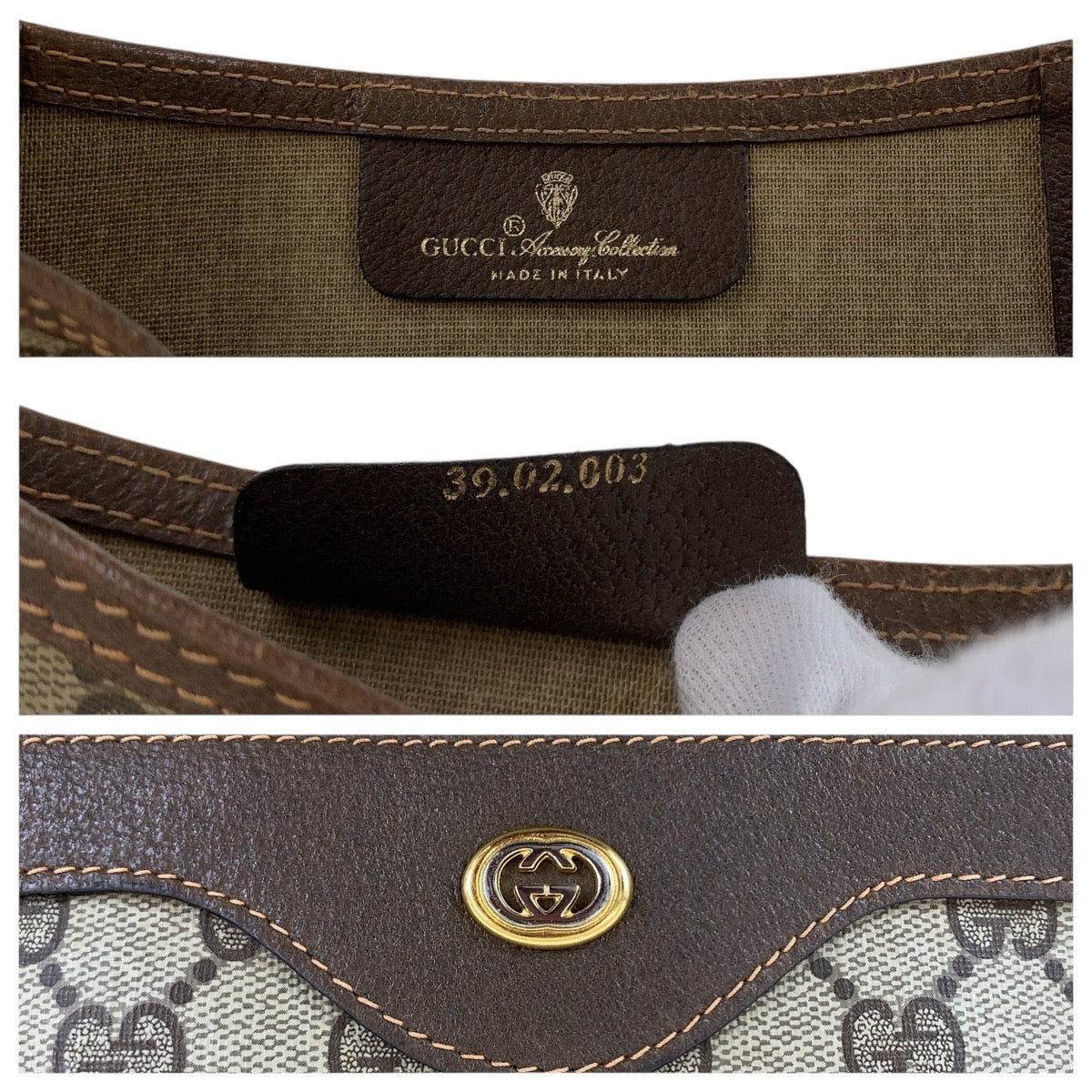 GUCCI Tote Bag 39 02 003 GG Supreme canvas, leather Brown Tote Bag Shoulder Bag Old Gucci Shelly Line Women