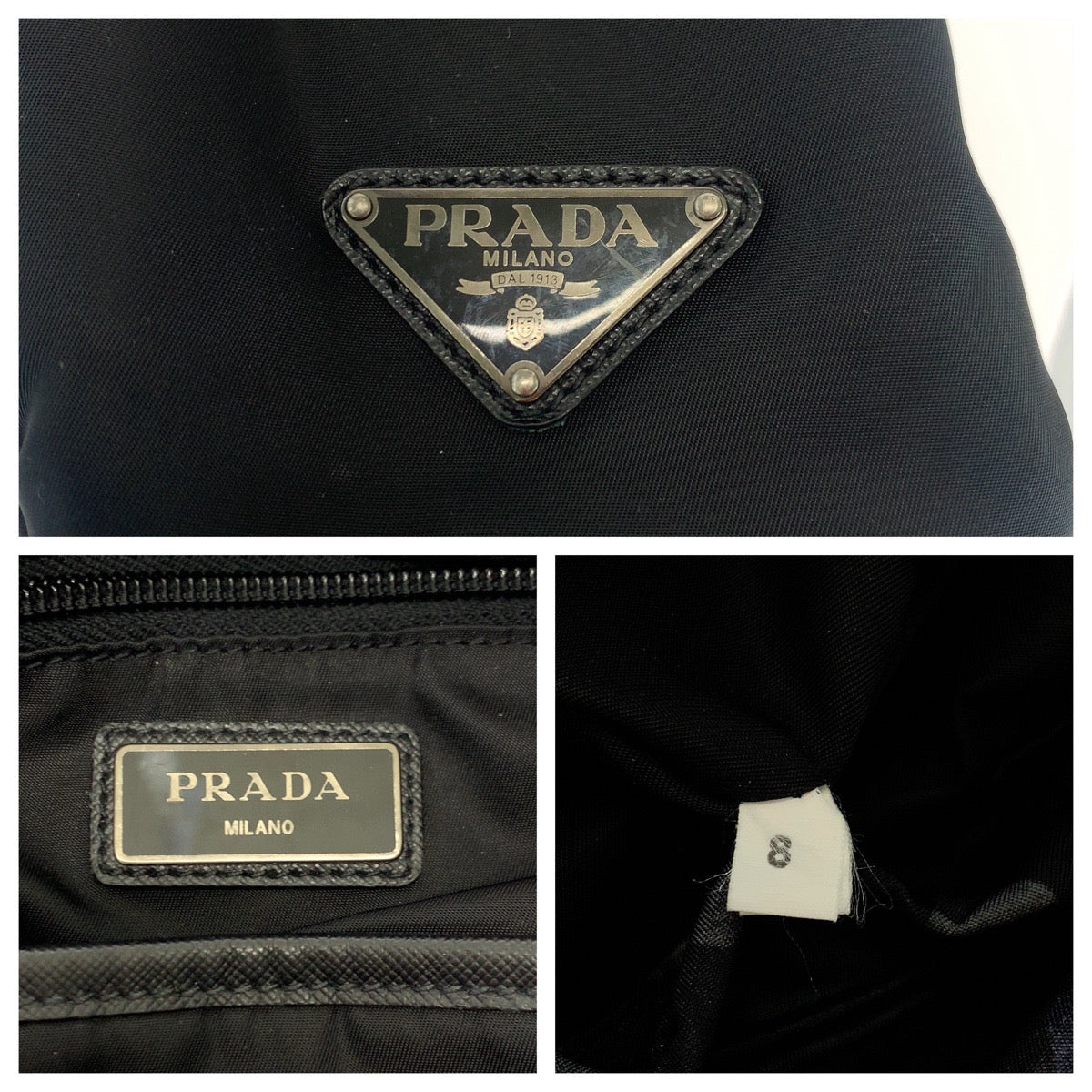 PRADA Backpack 2VZ135 Nylon Black Blue Gray SilverMetal Backpack Backpack Camouflage Pattern Triangle With logo mens