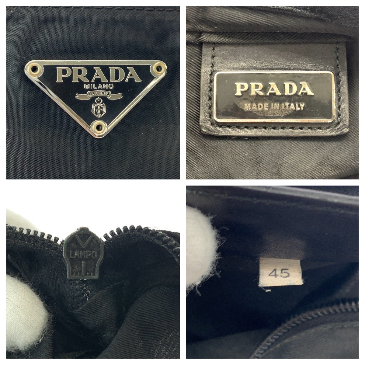 PRADA Shoulder Bag Nylon Black SilverMetal Test Triangle With logo Women - Style 4