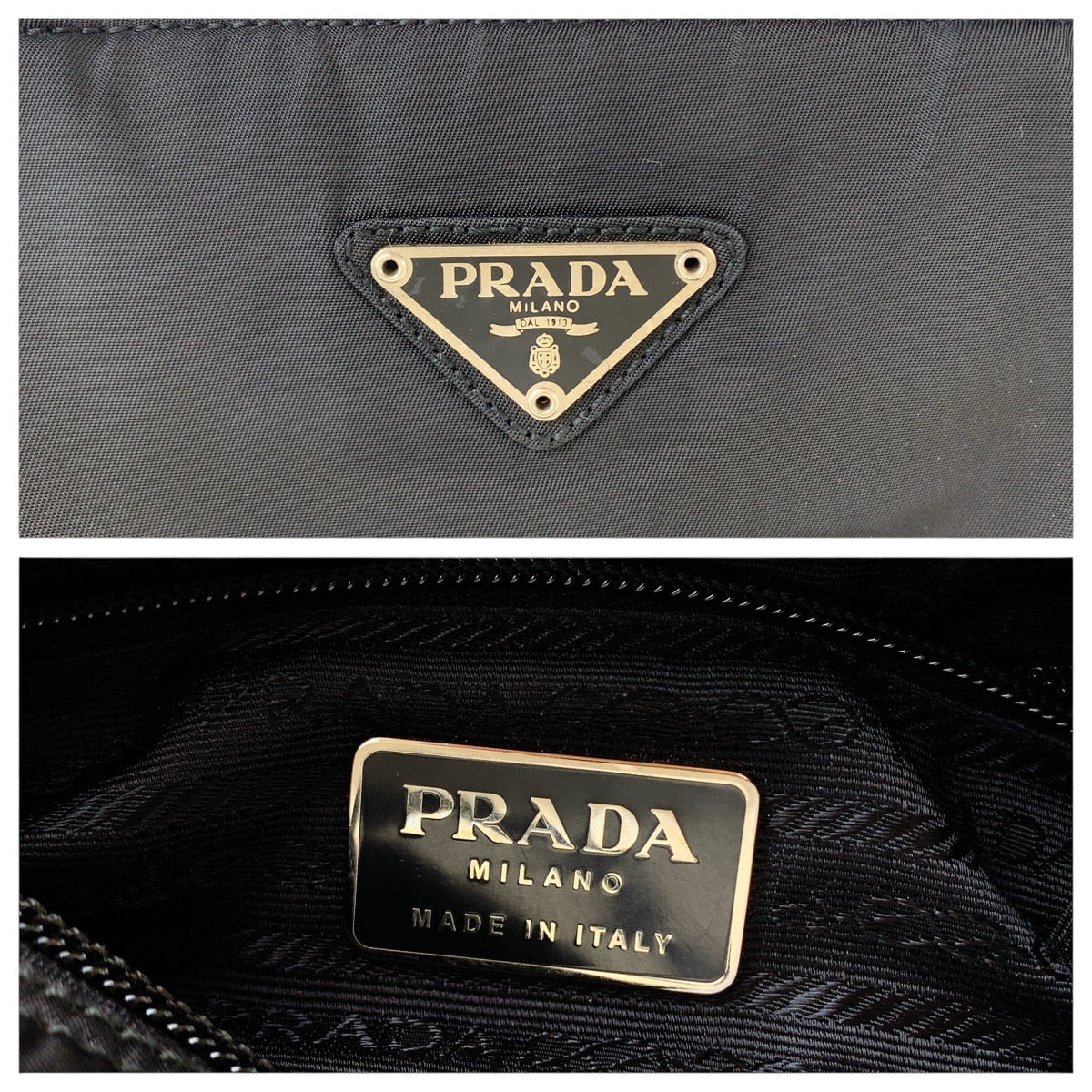 PRADA Tote Bag Nylon Black SilverMetal Tote Bag handbag Test Triangle With logo Women - Style 2