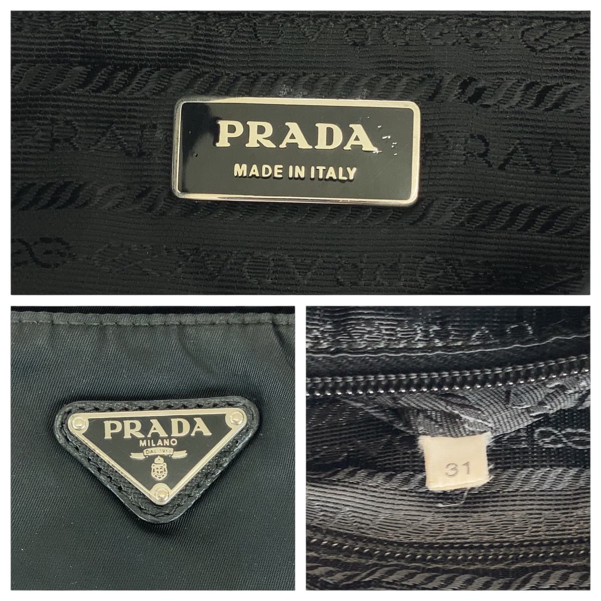 PRADA Shoulder Bag Nylon Black SilverMetal Crossbody Shoulder Bag Messenger Bag Test Triangle With logo mens