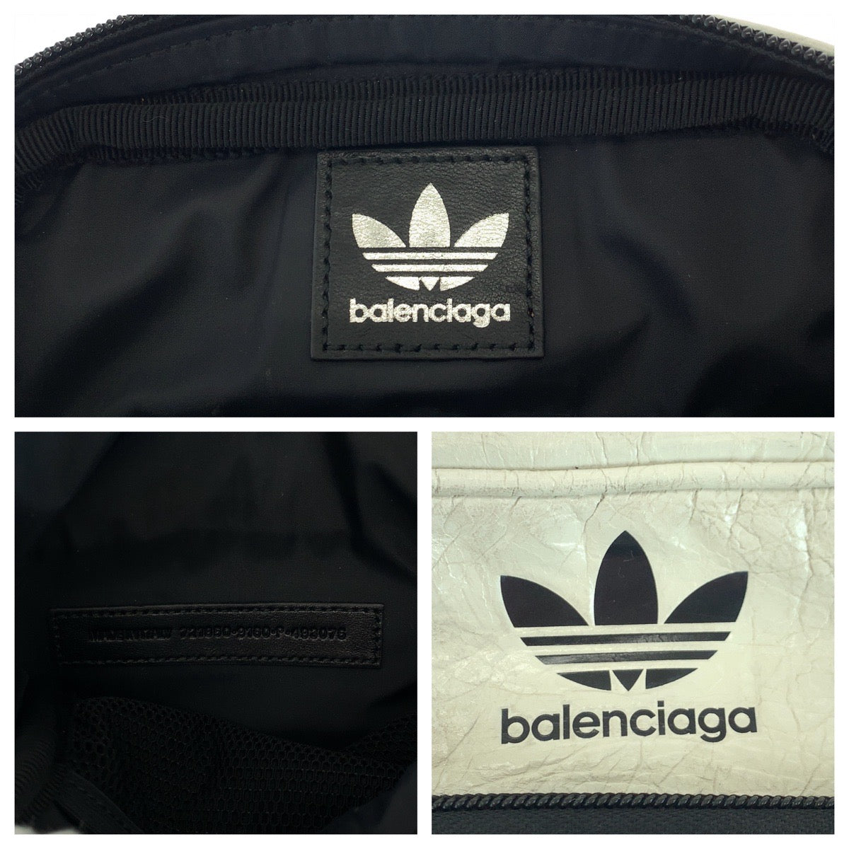 BALENCIAGA Shoulder Bag 721850 leather White Black White Metal Shoulder Bag pochette adidas collaboration Three stripes mens