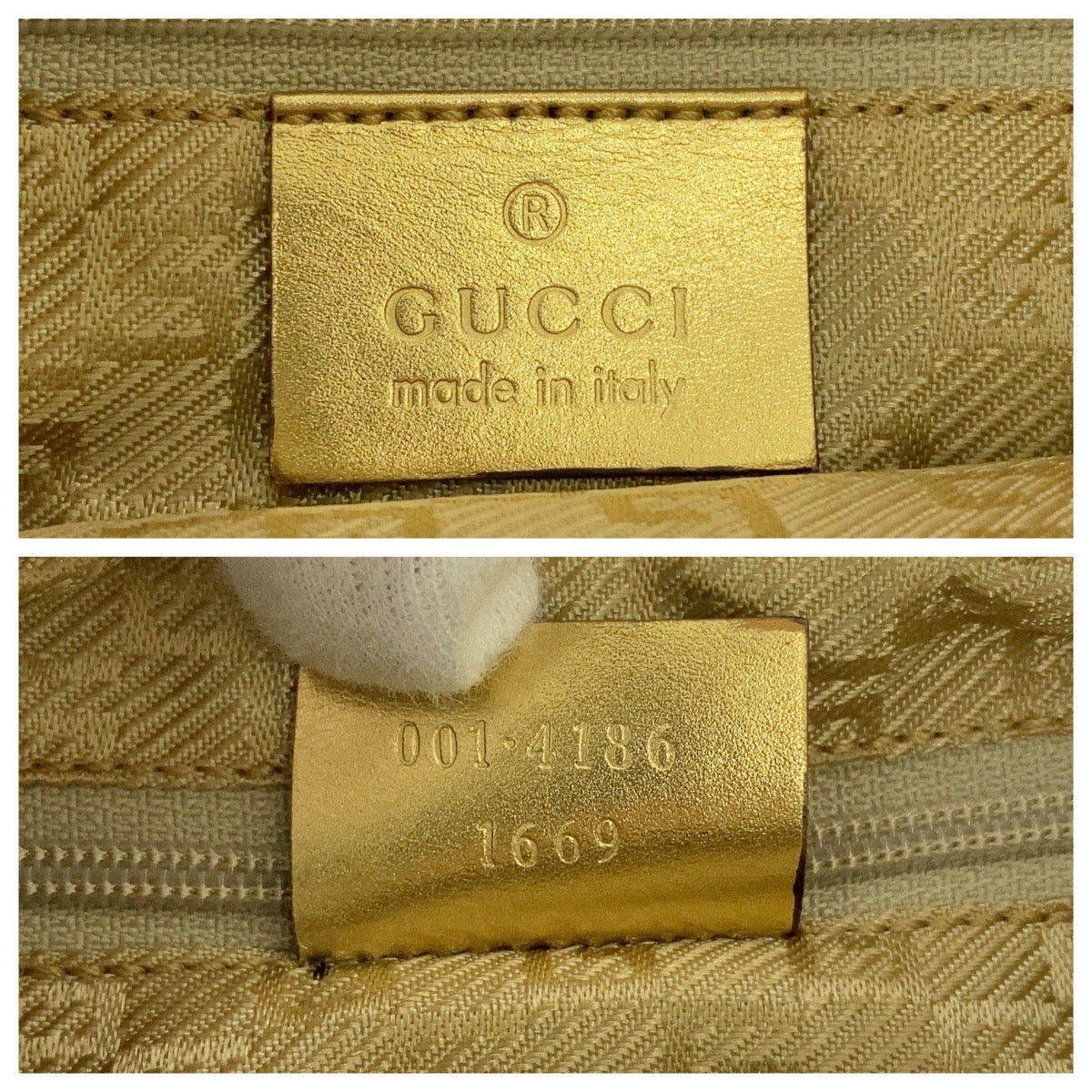 GUCCI Shoulder Bag 001 4186 canvas Green gold Hobo Shoulder Bag Sherry line Women