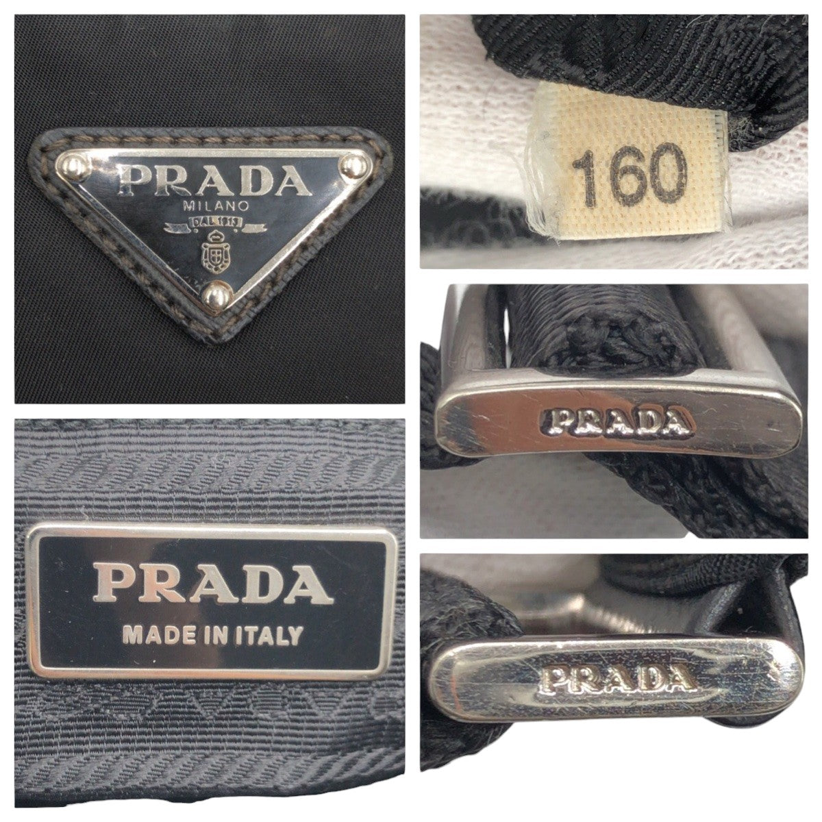PRADA Shoulder Bag Nylon Black SilverMetal Shoulder Bag pochette Test Triangle With logo Women - Style 9