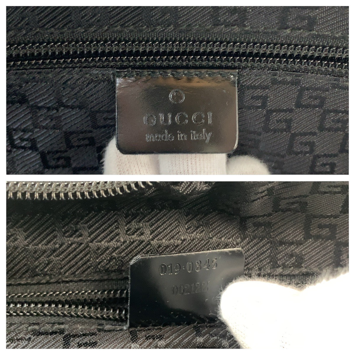 GUCCI Shoulder Bag 019 0345 Canvas, Leather Gray Beige Black Gold Metal Shoulder Bag Unisex Jackie Women