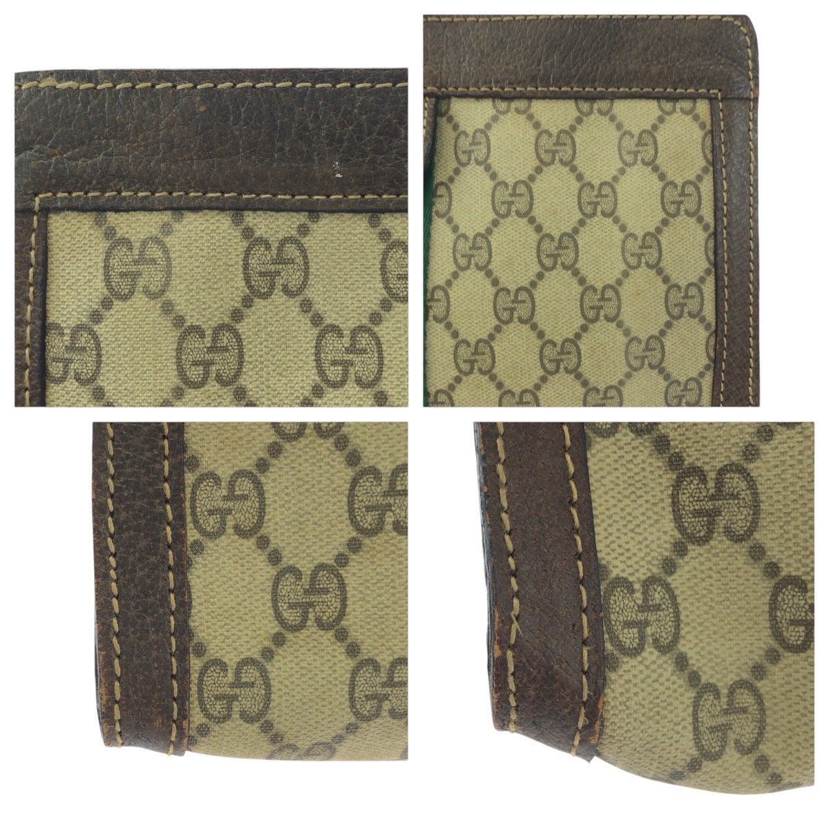 GUCCI Clutch bag GG Supreme canvas, leather Beige brown Clutch bag business bag Old Gucci Shelly Line mens