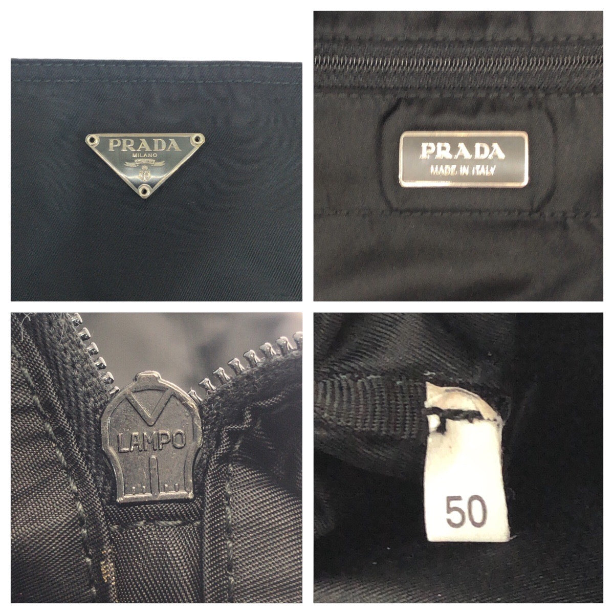 PRADA Tote Bag Nylon Black SilverMetal Test Triangle With logo - Style 13