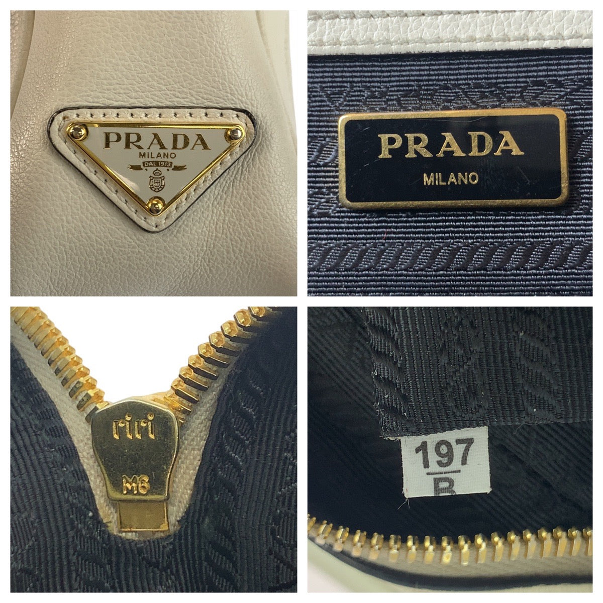Prada Logo Embossed Leather Shoulder Bag
