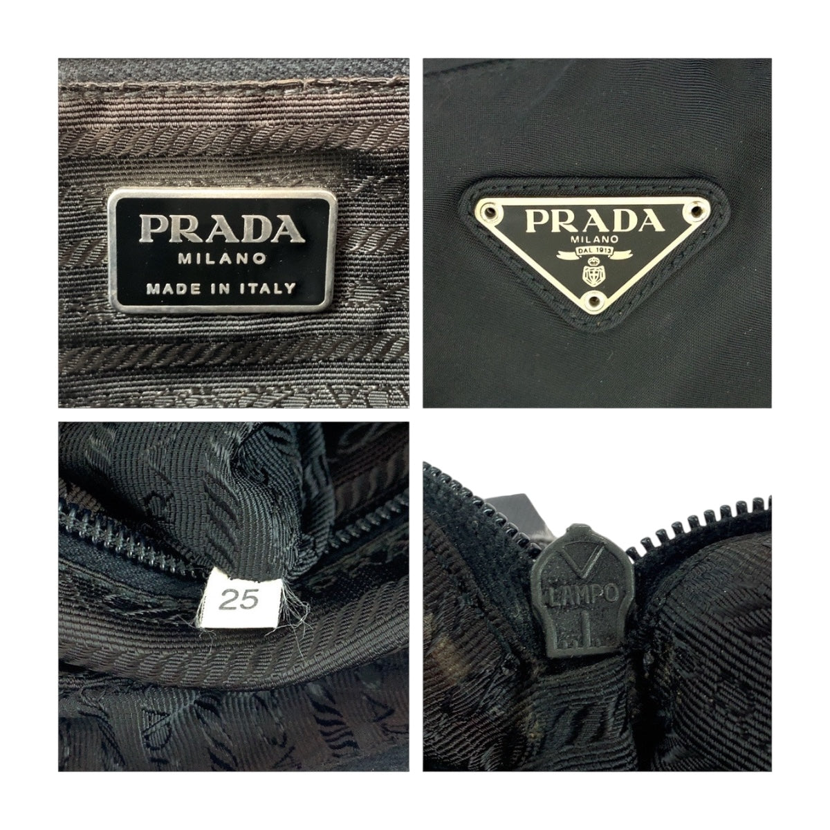 PRADA Handbag Nylon Black SilverMetal Test Triangle With logo - Style 2