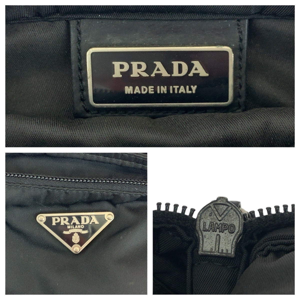 PRADA Shoulder Bag Nylon Black SilverMetal Test Triangle With logo - Style 9