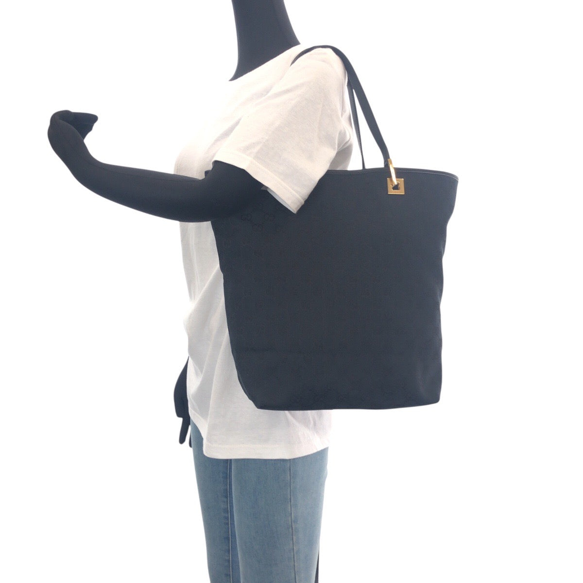 GUCCI Tote Bag 002 1098 GG canvas Black GoldMetal